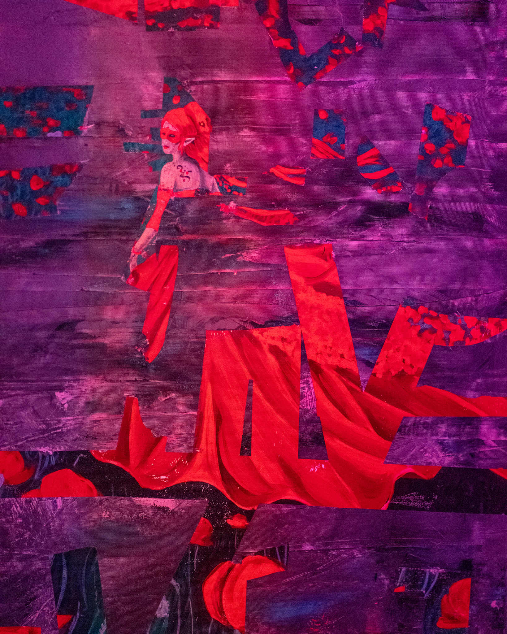 Rot-lila abstraktes Gemälde